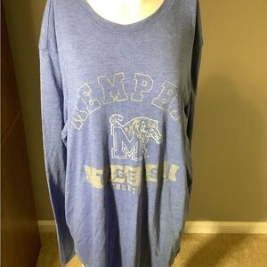 Men’s Large Colosseum Memphis Tigers Long Sleeve Gray Blue Shirt